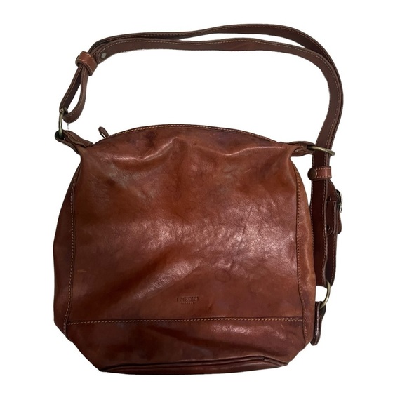 I Medici brown distressed leather shoulder bag made in Italy large size - Picture 1 of 11
